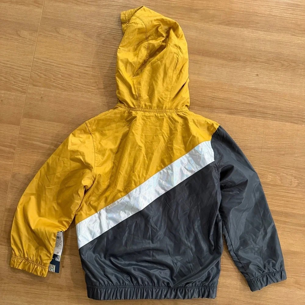 Genuine Kids OshKosh Boys Yellow Grey Holographic‎ Windbreaker Jacket 5T NWT